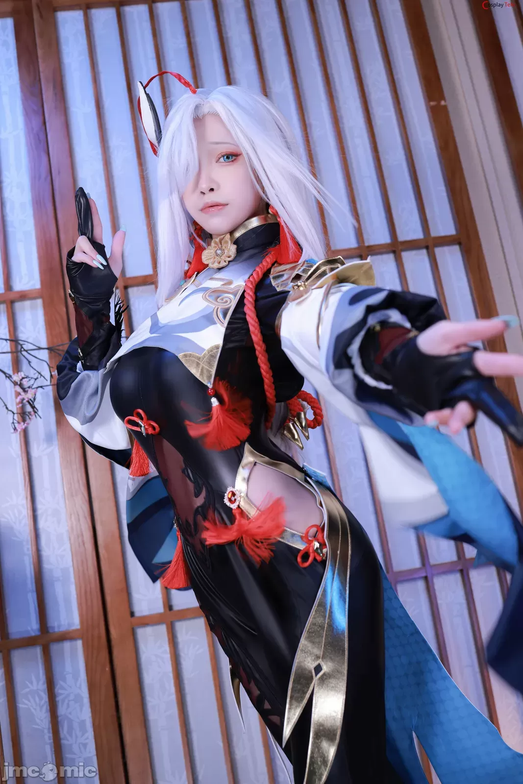 水淼aqua cosplay Shenhe Genshin Impact非常漂亮