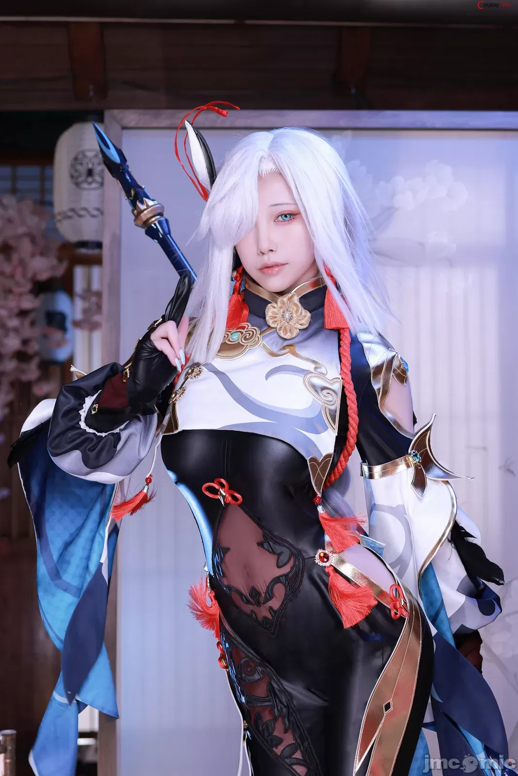 水淼aqua cosplay Shenhe Genshin Impact非常漂亮