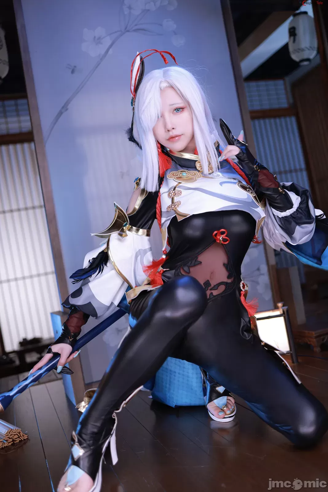 水淼aqua cosplay Shenhe Genshin Impact非常漂亮