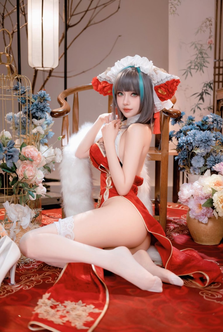 Shika小鹿鹿-碧蓝航线写真本-柴郡新春旗袍图片大全高清