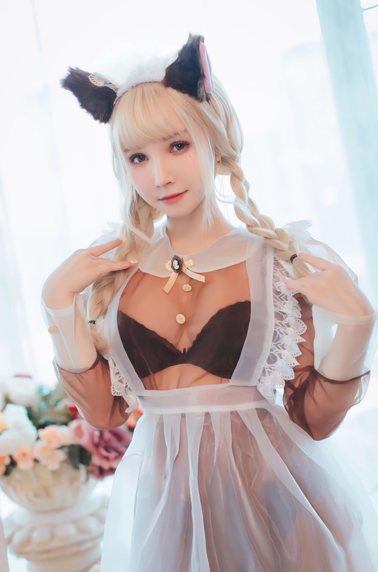 羽生三未 –-&一千只猫薄荷 透明女仆美丽的女生图片